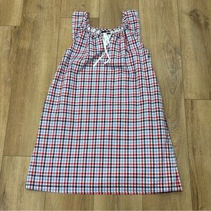 🌟OSCAR DE LA RENTA🌟 GIRLS CHECKED PLAID A-LINE COTTON DRESS RED BLUE SZ 14Y